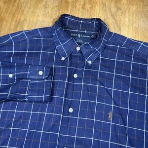 Ralph Lauren Blake Men's M Long Sleeve Button Down Shirt Blue Plaid Casual